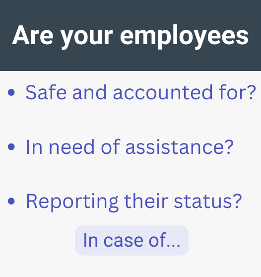 Improve emergency response during a crisis with real-time safety status of your employees.